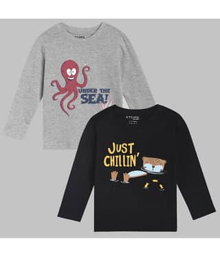 ETCHED DESIGN Pack of 1 Boys Cotton T-Shirt ( Multicolor )