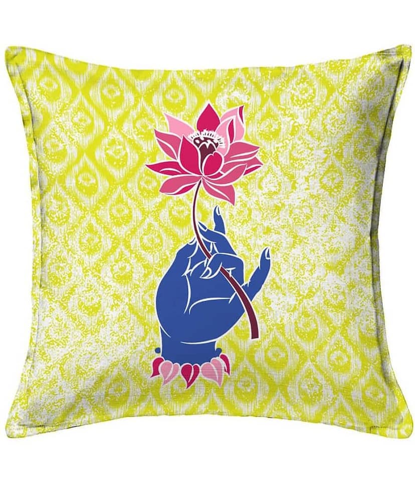 Houzzcode - Water Repellent Yellow Polyester Pillow Covers 40x40x3 ( Pack of 1 ) view 2