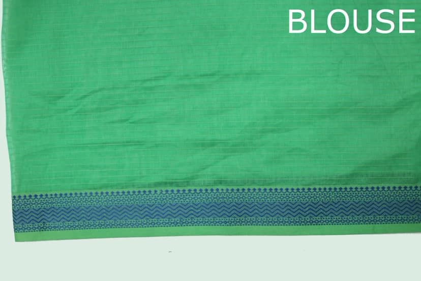 Imperial Maheshwari Rich Thread Brocade Saree with Tassels – Green view 5