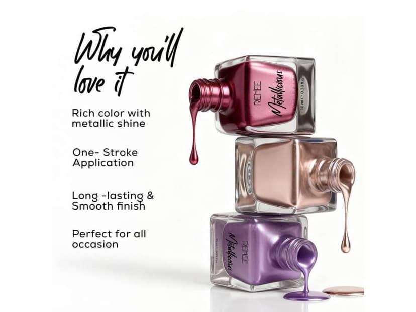 RENEE Metallicious Nail Paint 10ml - 320 - Red Dazzle view 2