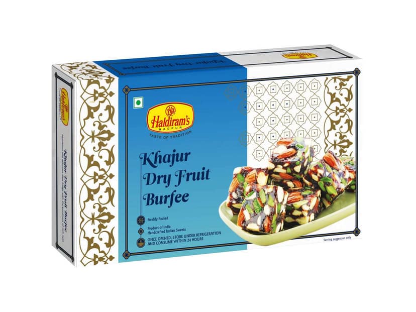 Haldiram's Khajur Dryfruit Burfee Packed Sweets - 250 Gm - Pack of 2