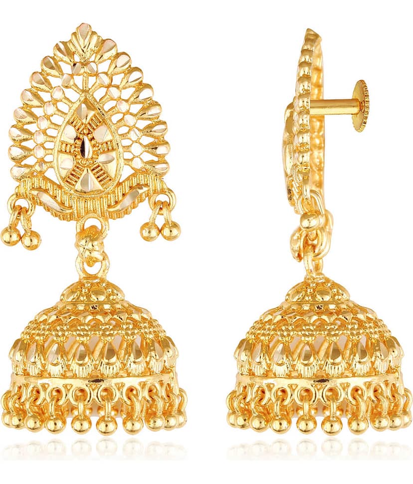 Vighnaharta South Screw back alloy Gold plated Jhumki, Jhumka, Jhumkas, Jhumki Earring for Women and Girls[VFJ1487ERG] view 2