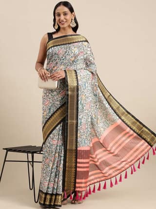 Yavira silk Women's Multi Printed Silk Blend Saree