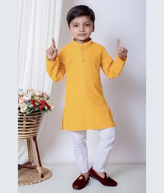 New Collection Boys Chanderi Sequined - Pattern Kurta Pant Set ( Dark Blue , Pack of 1 )