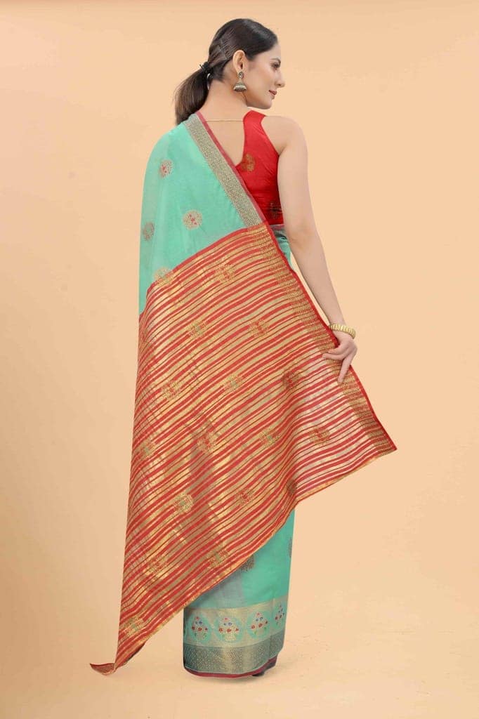 Women's Pure Cotton Woven Saree With Unstiched Blouse Piece view 2
