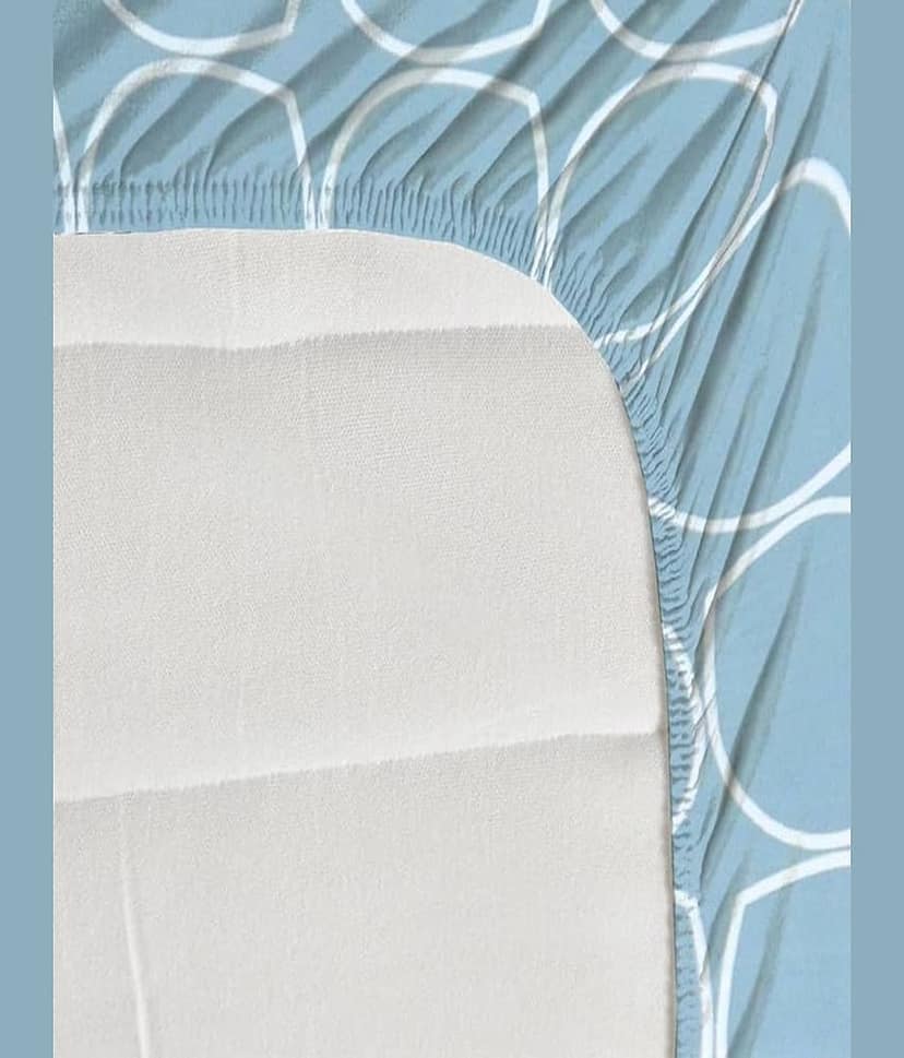 SHOMES Cotton Geometric Fitted 1 Bedsheet with 2 Pillow Covers ( Double Bed ) - Light Grey view 2