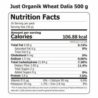 Just Organik Wheat Dalia 500gm, 100% Organic