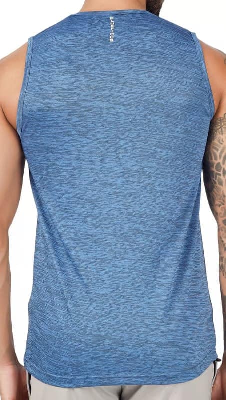 BLUEFICUS Men's GymVest Workout and Muscle Tank Top for Bodybuilding Running Weight Lifting Made by Dryfit Polyester Fabric (Black & Blue) (Pack of 2) view 3