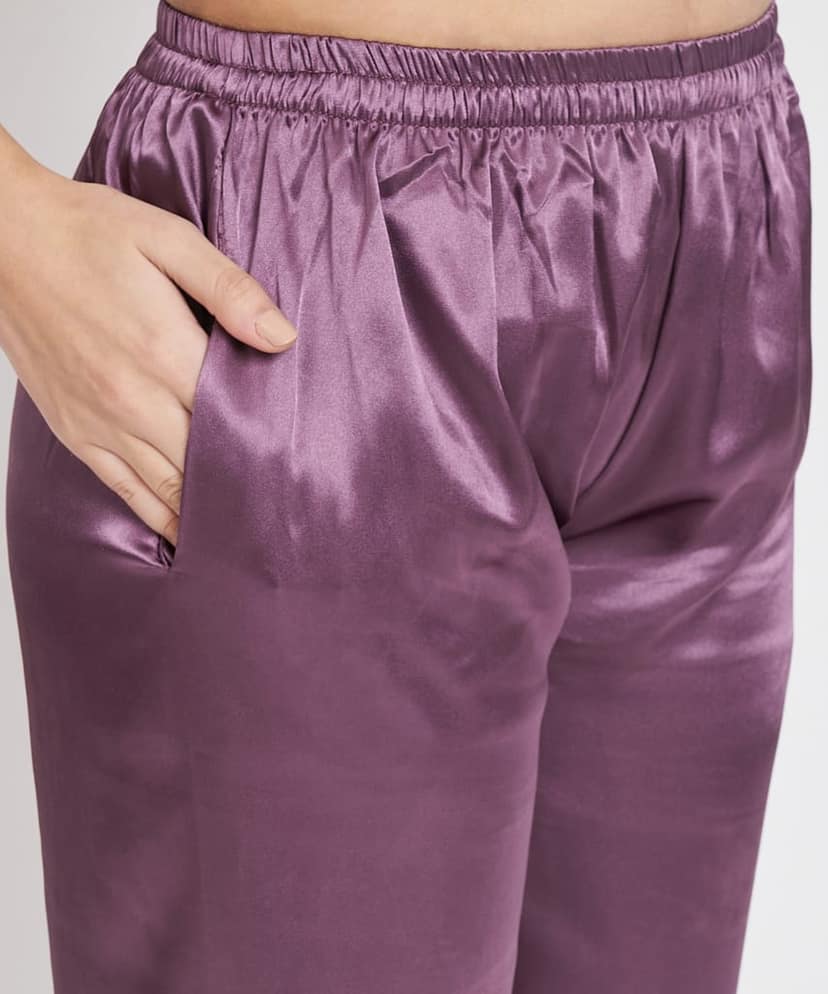 KOI SLEEPWEAR Premium Satin Night Suit Lavender view 3
