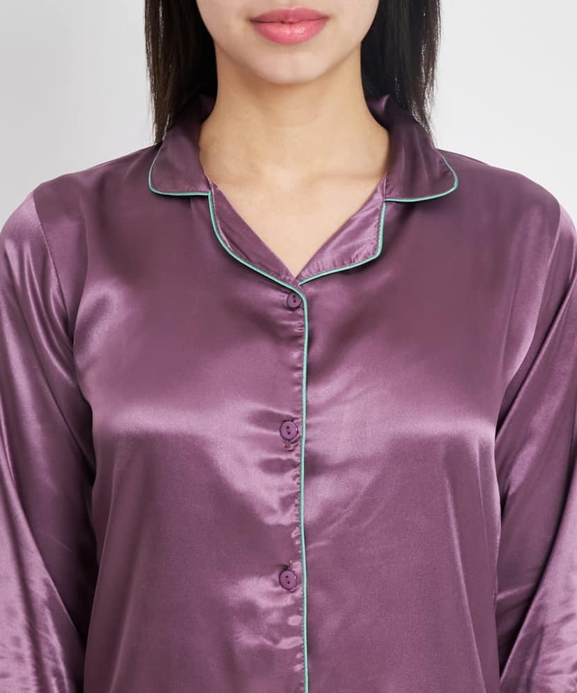 KOI SLEEPWEAR Premium Satin Night Suit Lavender view 5