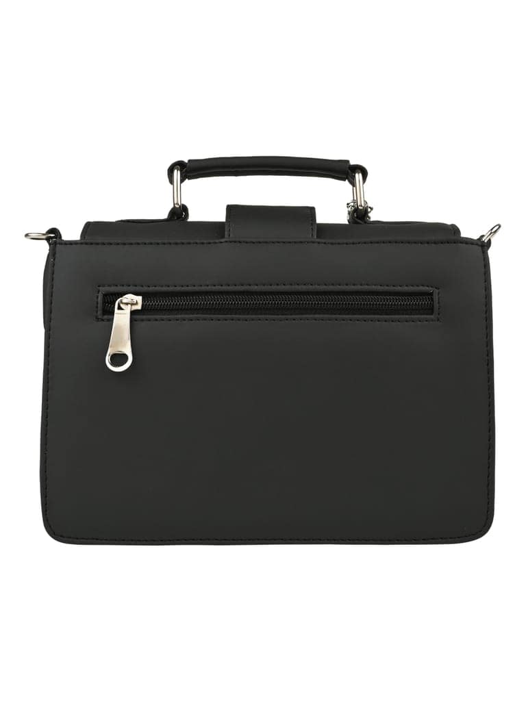 Black pop badges belt sling bag view 6