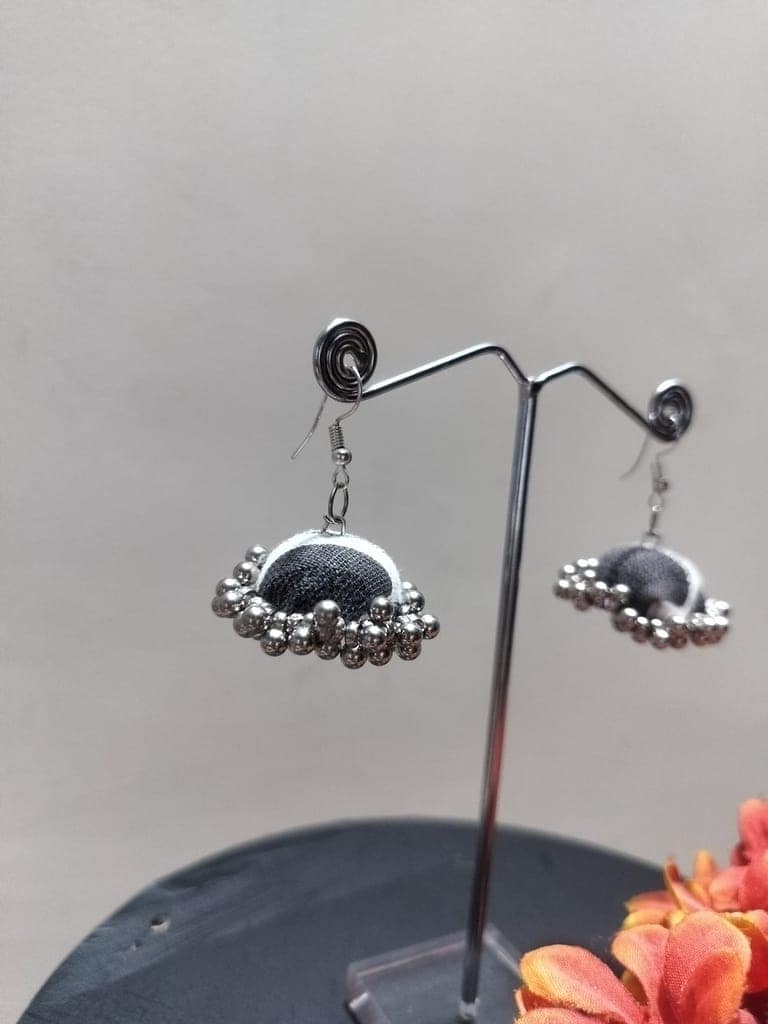 RitzyEra Black Handmade Ajrakh Jhumkas view 2