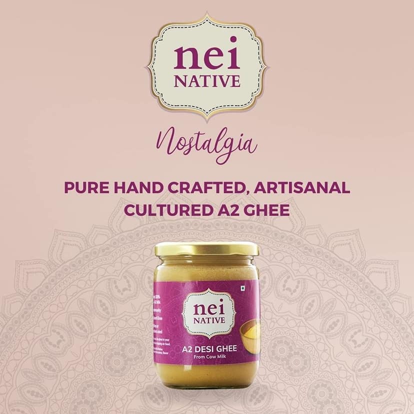 NeiNative A2 Desi Ghee 1kg - A2 Desi Cow Ghee 1 Litre - Bilona Ghee - (500ml x 2 Packs) Artisanal & Home Made Desi Cultured Ghee - A2 Milk Bilona Method view 4