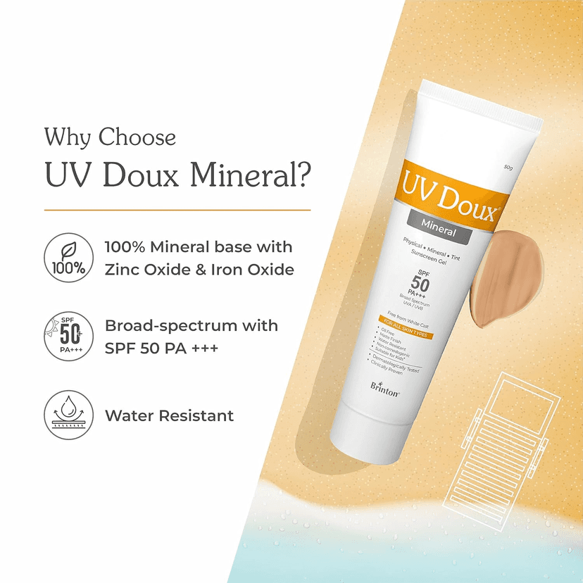 Brinton Sunscreen SPF 50 PA+++ UV Doux Mineral Sunscreen 50gm x Pack of 2 (100 g) view 2