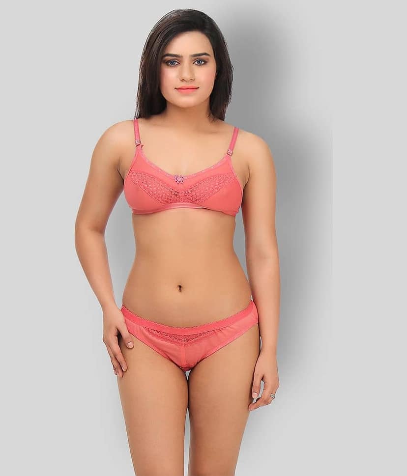 TCG - Pink Lace Solid Women's Maternity Bra & Panty Set ( Pack of 1 )