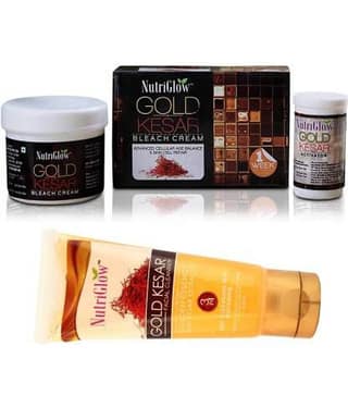 Nutriglow Gold kesar Bleach Cream 43gm and Gold kesar Face Wash 65gm For Deep Cleansing and Radiant Skin (Pack of 2)