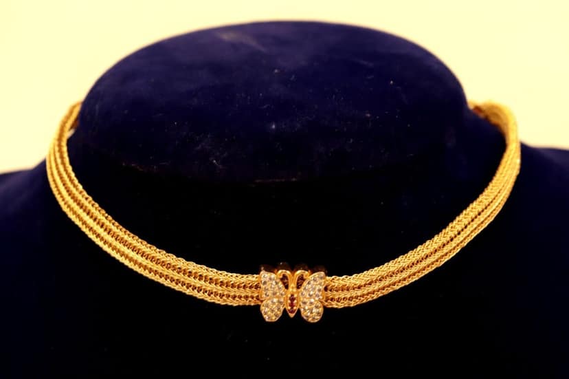Gold Butterfly Choker Necklace view 2