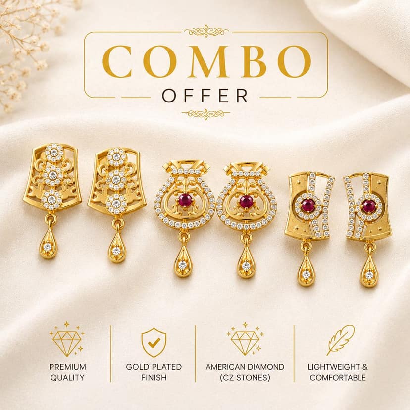 Micro gold plated Daily use AD stone Earrings view 3