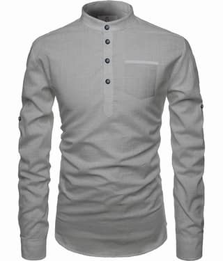 Apektra Grey Cotton Men's Shirt Style Kurta ( Pack of 1 )