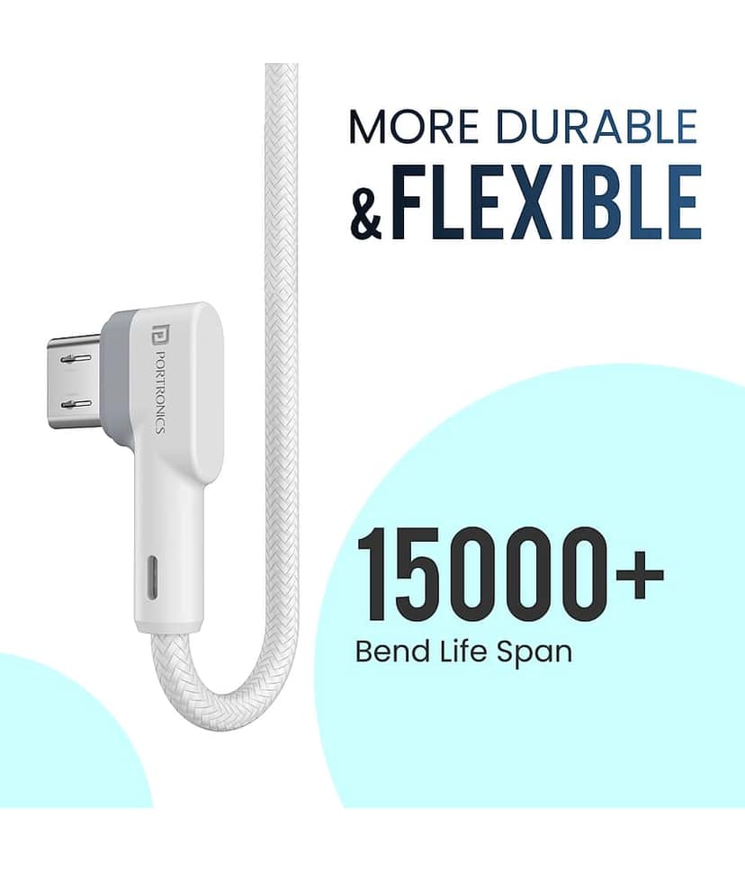 Portronics Konnect L Micro Cable:1.2 M Micro USB Cable ,White (POR 1454) view 2