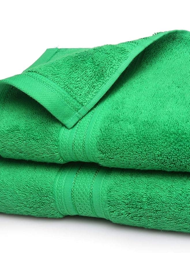 Green Bath Towels - Set of 2 - 100% Cotton - Ultra Soft and Absorbent - Quick Dry - Perfect for Bath, Hand, and Face view 3