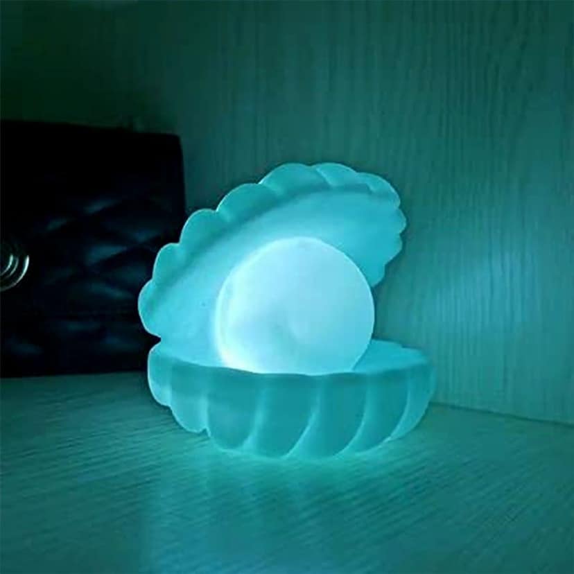 Pearl Shell Night Lamp Decorate Desk Lights Nursery Toy Lamp Led Pearl Shell Night Lights for Bedroom & Home (Small Battery Operated) view 3