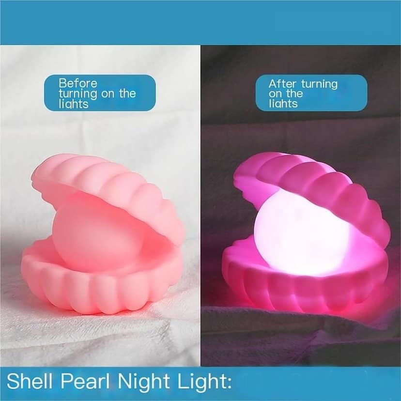Pearl Shell Night Lamp Decorate Desk Lights Nursery Toy Lamp Led Pearl Shell Night Lights for Bedroom & Home (Small Battery Operated) view 6