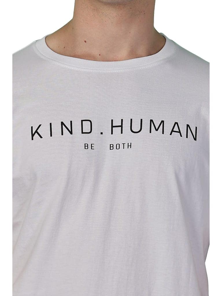 Cotton White Kind Human T-Shirt view 7