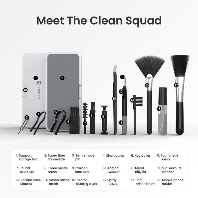 18-in-1 Multi-functional Electronic Cleaning Kit for Headphones, Keyboards, Phones & Cameras view 3