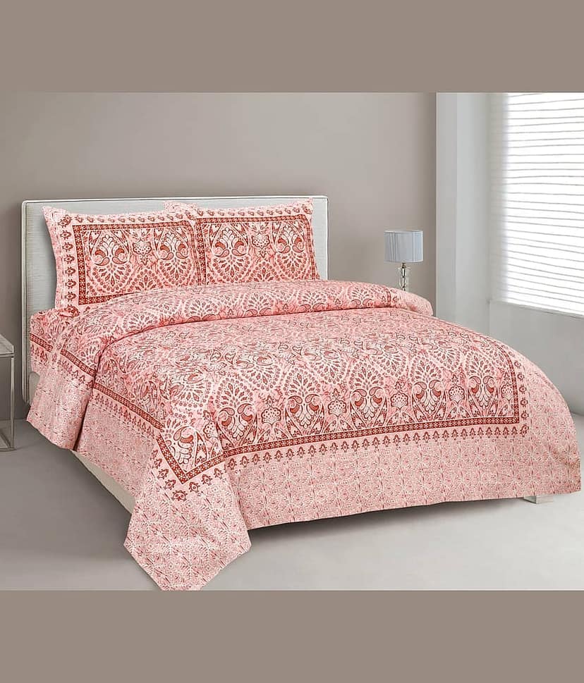 CLOTHORO Cotton 1 Double King Bedsheet with 2 Pillow Covers ( Maroon )