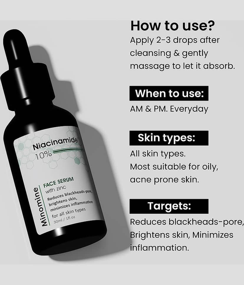 Minomine Face Serum Niacinamide Skin Inflammation Removal For All Skin Type ( Pack of 1 ) view 2
