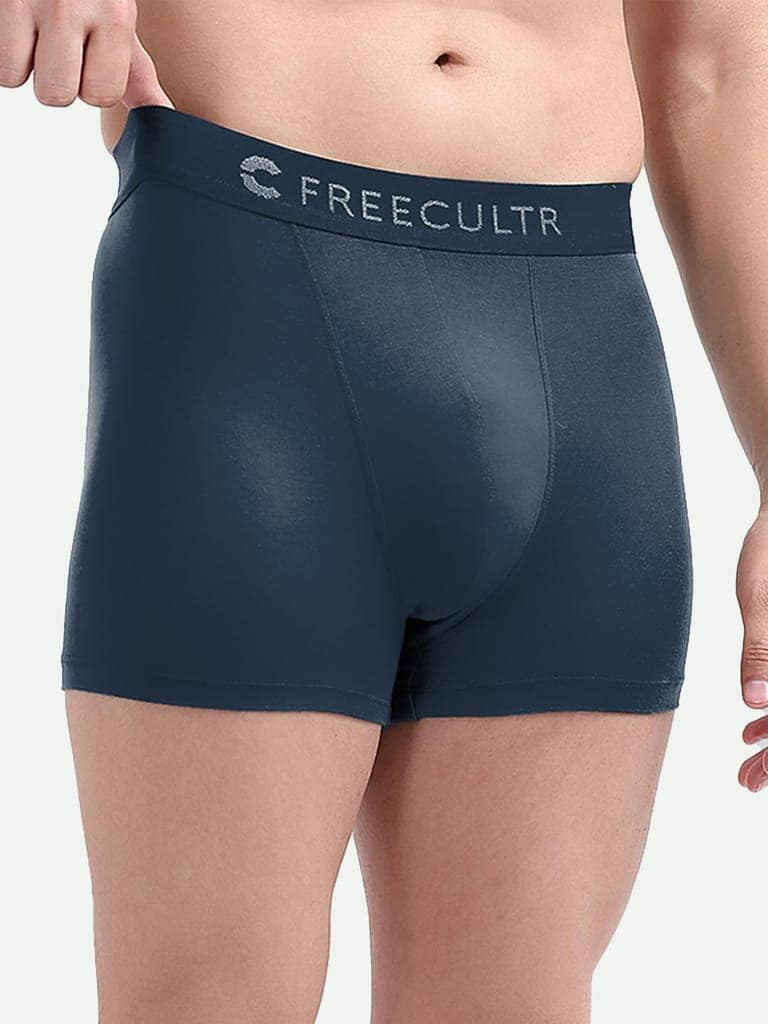 Freecultr Men's Underwear Anti Bacterial Micromodal Airsoft Trunk - Non Itch No Chaffing Sweat Proof - Pack of 1-Space Blue view 5