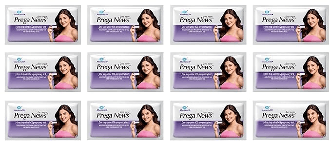 Prega News One Step Urine HCG Pregnancy Test Kit Device (Pack of 12)