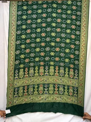 Kala Sanskruti All Over Green Color Dupion Silk Bandhani Saree 6.5M with Blouse Piece Elegant Traditional Wear Bridal Saree for Women