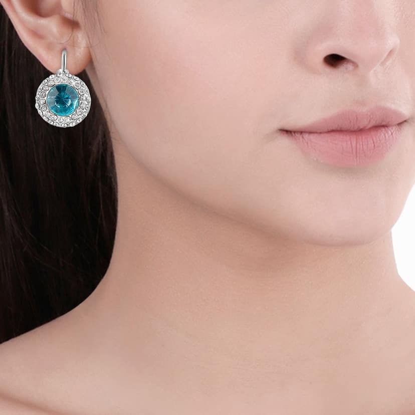 Western Aqua Turquoise Blue Crystal Studds Diamond Earrings.ER - 132 view 2