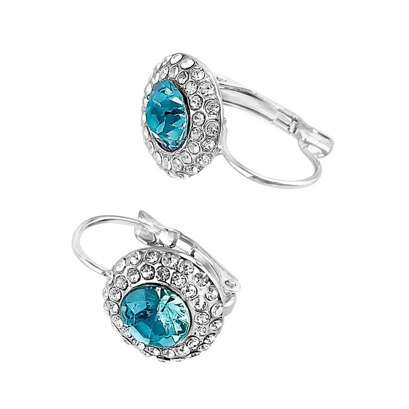 Western Aqua Turquoise Blue Crystal Studds Diamond Earrings.ER - 132 view 3