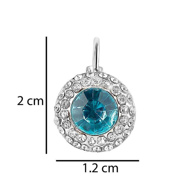 Western Aqua Turquoise Blue Crystal Studds Diamond Earrings.ER - 132 view 4