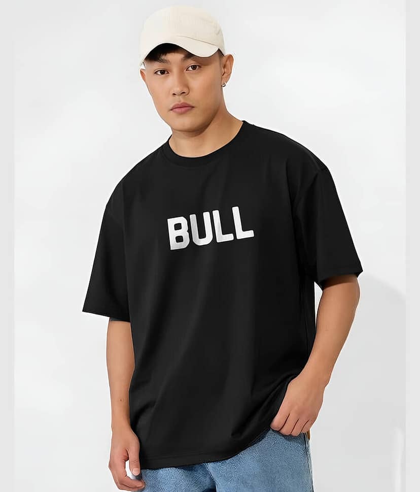 AUSK Men Cotton Blend Oversized Fit Printed T-Shirt ( Black ) view 2