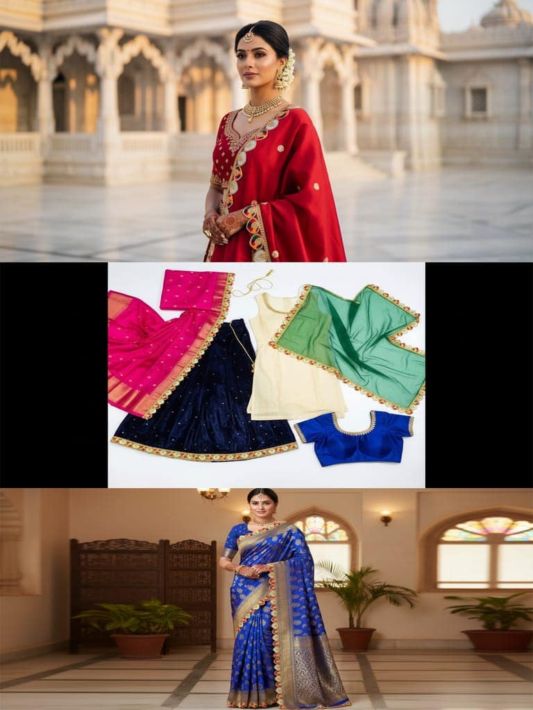 Chahat Lace Multicolor Gota Patti Lace Border 3 cm x 9 Meter | Golden Zari Embroidery Cutwork Ribbon Trim for Saree, Suit, Dupatta, Blouse, Lehenga, Dress, Kurti, Choli, Gown, Anarkali & DIY Craft Decoration view 7