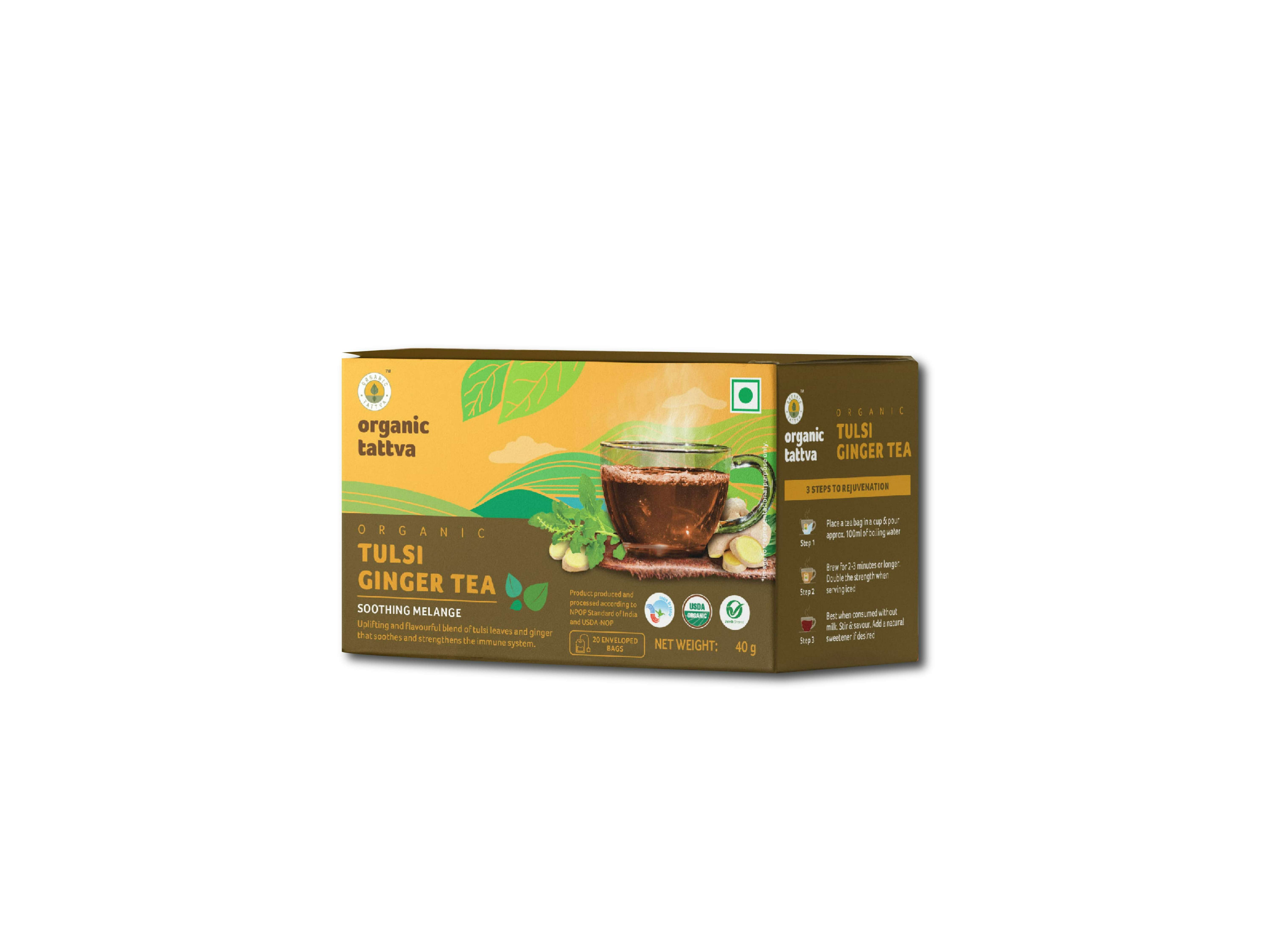 Organic Tulsi Ginger Tea (20 teabags) 40g