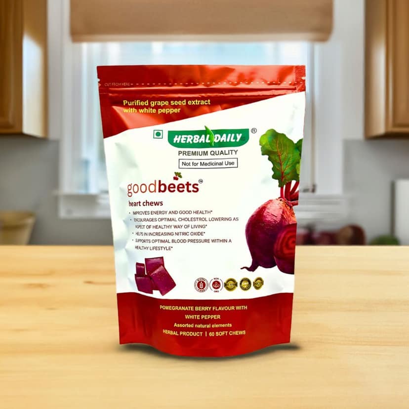 Itching Relief Goodbeets Heart Chews - Nitric Oxide Supplement With Grape Seed, Beet Powder & White Pepper | Supports Healthy Blood Pressure | 60 Chews, 1 Pack view 2