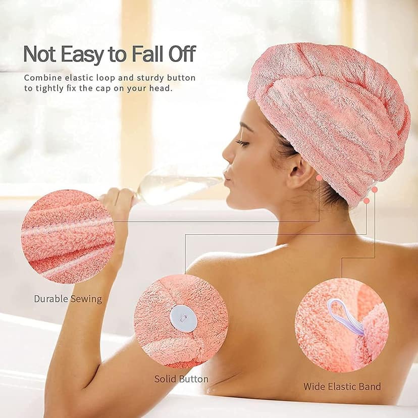 Valencia Quick Turban Hair Drying Absorbent Premium Microfiber Towel/Dry Shower Caps/Bathrobe Hat/Magic Hair Wrap for Women(Multi Color)(Set of 1) view 5