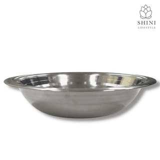 SHINI LIFESTYLE Premium Quality Stainless Steel Atta Parat / Basin, Mixing Serving Bowl for Home Kitchen (Steel, Pack of 1)