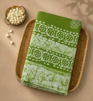 Handcrafted Batik Print Glace Cotton Saree