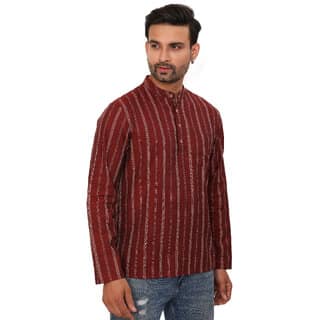 Ecostyle Woven cotton long sleeves mens short kurta