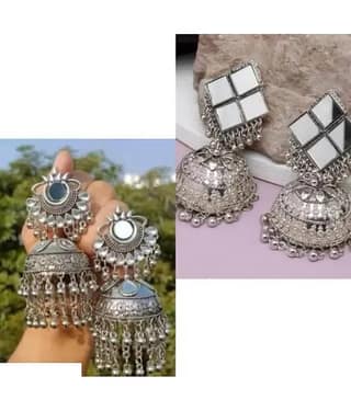 Samridhi DC Silver Drop Earrings ( Pack of 2 )