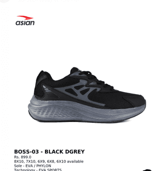 BOSS-03 Black Grey Running Shoes