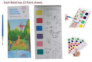 Magic Paint Book for Kids – 12 Pages with Built-in 6-Color Palettes & 1 Brush | Just Add Water & Paint Fun Sketches | Creative Art Activity Gift