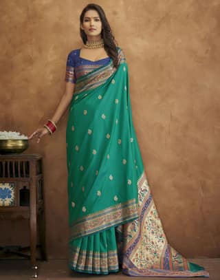 Soft Paithani silk saree with Meenakari weaw...