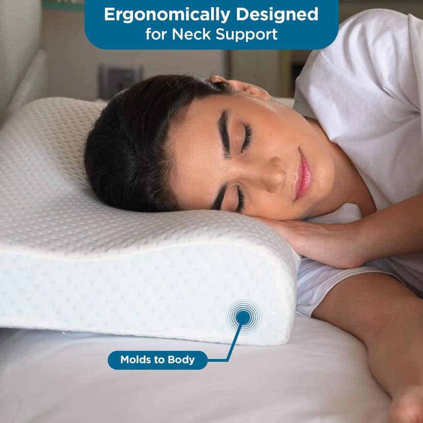 Sleepsia Cool Gel Ventilated Memory Foam Pillow – Neck & Shoulder Pain Relief Pillow Offers Comfortable Sleep, Support Pillow,Orthopedic Contour Neck Pain, Washable Cover 23"LX13.5"WX4.5"H (Pack of 4) view 5